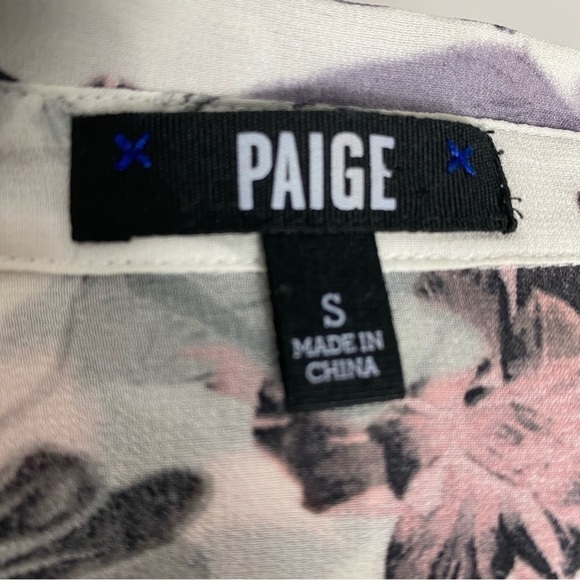 Paige Silk button down floral and plaid mix print blouse - Picture 6 of 9